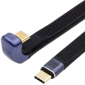 240W Type-C USB-C Male to Male USB4 40Gbps 100W 8K Flat Slim FPC Data Opposite U Shape Back Angled Cable for Laptop Phone 13cm