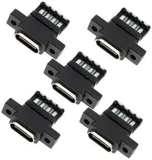 5pcs/set DIY OEM Type C Female Socket Connector to 6Pin PCBA Pinout Vertical Scew Mount Type DC 5V/20V PD Power 5pcs/set DIY OEM Type C Female Socket Connector to 6Pin PCBA Pinout Vertical Scew Mount Type DC 5V/20V PD Power