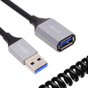 USB 3.0 Type-A Male to USB3.0 A Female Stretch Coiled Cable 100cm Extension 5Gbps for Disk SSD Camera Data