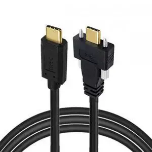 Cable USB 3.1 Type-C Male to Dual Thumbscrew Locking USB-C 10Gbps Data 4K Cable Panel Mount Type