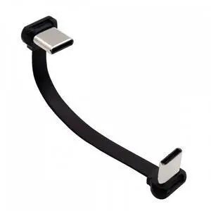 USB-C Type C to USB-C Ultra Slim Flat Power USB2.0 Data Cable Angled Connector 65W Fast Charge for Laptop Tablet Phone