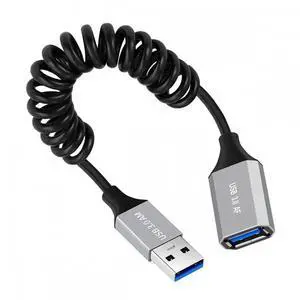 USB 3.0 Type-A Male to USB3.0 A Female Stretch Coiled Cable 100cm Extension 5Gbps for Disk SSD Camera Data