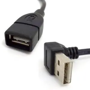 USB 2.0 Type-A Male to USB Female M-F Extension Cable 20cm 90 Degree Down Angled Type