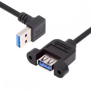Down Angled USB 3.0 Male to Female Type-A Panel Type Header Cable 90 Degree Connector 30cm