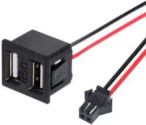 DIY OEM Dual Type-A Female Socket to 2Pin Header Cable Pitch=2.54mm Latch Mount Type DC 5V Power