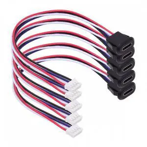 5pcs/set DIY OEM Type C Female Socket to 4Pin Header Cable Pitch=2.0mm Latch Mount Type DC 5V Power