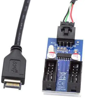 USB 3.1 Front Panel Header Type-E to 4pin IDC Housing USB Type-A Male 1 to 2 Female Motherboard 9pin Header HUB Adapter Port Multiplier