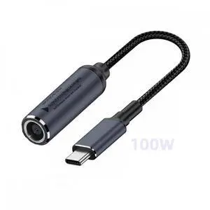 DC Jack 7.9X5.4mm Input to USB-C Type-C Power 100W Charge Cable for Laptop Phone PD9V 5V 20V