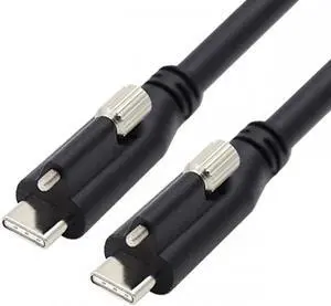 1.2M USB 3.1 Type-C Locking to Locking USB-C Data Power Cable for Camera With Single Panel Mount Screw Connector