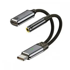 USB-C Type-C Male to 3.5mm Female Audio DAC AUX Music 16bit 48kHz & 100W PD Power Cable for Laptop Tablet Phone