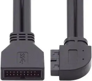 Left Angled USB 3.0 20Pin 19Pin Male to Female Extension 5Gbps Cable 90 Degree for Motherboard Mainboard