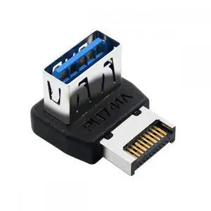Cable USB 3.1 Front Panel Header Male Type-E to Type-A USB3.0 Female Data Adapter Up Angled 90 Degree for Motherboard