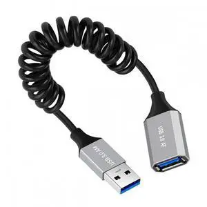 USB 3.0 Type-A Male to USB3.0 A Female Stretch Coiled Cable 100cm Extension 5Gbps for Disk SSD Camera Data
