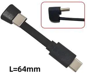 Cable Ultra Slim Flat USB-C Type-C Male to Female Extension Power USB2.0 Data Cable Opposite U Shape Back Angled 65W Fast Charge for Laptop Tablet Phone