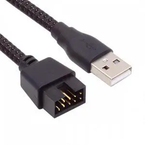 Single USB 2.0 Male Type-A to Motherboard 9Pin 10Pin Male Header Cable with Sleeve 20cm