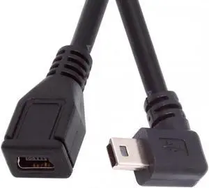 90 Degree Right Angled Mini USB 5Pin Male to Female Extension Cable 30cm for GPS Camera
