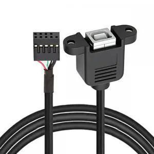 USB 2.0 Motherboard 9pin 10pin Header to Standard Type-B Female Extension cable with Nuts for Panel Mount