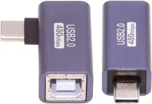 2pcs/lot USB 2.0 B Type Female to Type-C Male Angled & Straight Extension Adapter for Printer Phone Disk 2pcs/lot USB 2.0 B Type Female to Type-C Male Angled & Straight Extension Adapter for Printer Phone Disk