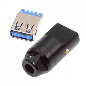 USB 3.0 Type-A Female Socket Receptacle Connector Solder Type with Aluminum Alloy Shell Customization for 6.0mm Cable