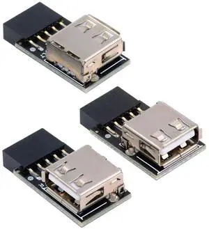 3pcs/set 9Pin/10Pin Motherboard Front Panel Header Female to Single USB 2.0 Female Adapter Vertical Angled Type 90 Degree