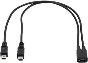 Mini USB 2.0 Female DC 5V to Dual Mini USB 5Pin Male Splitter Extension Charge Cable