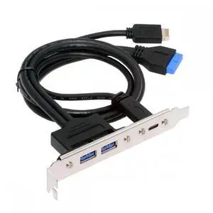 10Gbps USB3.0 Motherboard 19/20Pin & Type-E to USB-C Type-C & USB 3.0 Dual Ports Female PCI-E Back Panel 5Gbps Cable