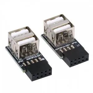2pcs/lot 9Pin 10Pin Motherboard Female Header to Dual USB 2.0 Female Adapter Horizontal Type