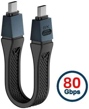 USB5.0 80Gbps Flat Slim FPC Cable 13cm with 240W and 16K@30hz 8K@60Hz 5K@60Hz Compatible with USB4.0 Thunderbolt3/4/5
