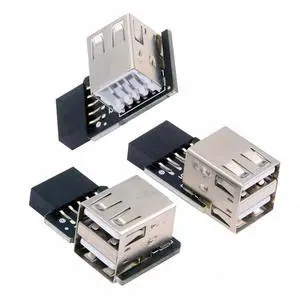 3pcs/set 9Pin/10Pin Motherboard Front Panel Header Female to Dual USB 2.0 Female Adapter Vertical Angled Type 90 Degree