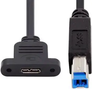 Type-B USB 3.0 Male to Micro 3.0 Type-B Female Screw Mount Type Extension Cable 5Gbps Type-B USB 3.0 Male to Micro 3.0 Type-B Female Screw Mount Type Extension Cable 5Gbps