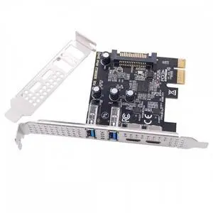 USB3.1 Gen1 5Gbps Dual Type-A & Type-C USB-C Female to PCI-E Express 1x Card Adapter uPD720201 with Low Profile Bracket