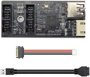 Single 19/20Pin Header to USB 3.0 19/20Pin Dual Ports Female PCBA Type Adapter Splitter HUB 5Gbps