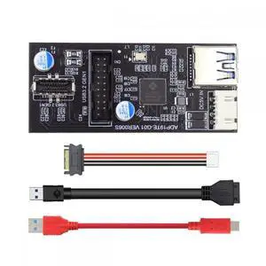 Type-C USB-C & 19/20Pin Header to USB 3.0 20Pin & Type-E Dual Ports Female PCBA Type Adapter Splitter HUB 5Gbps