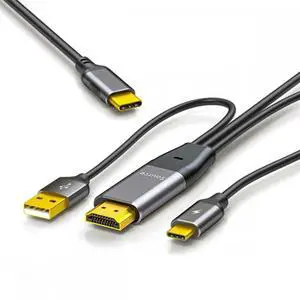 Cable Reversed HDMI 4K Source to Type C USB-C Touch Screen Displays Male HDTV Cable for Laptop Monitor 2.0m