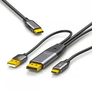 Cable Reversed Displayport Source to Type C USB-C Touch Screen Displays Male 4K HDTV Cable for Laptop Monitor 2.0m