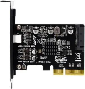 USB 3.2 Gen2 Type-C 20Gbps USB-C to PCI-E 4X Express Card Adapter for Desktop Motherboard