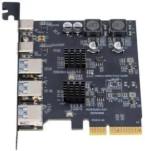 10Gbps Three Type-A USB3.0 Back Panel Socket & Dual USB3.1 Type-C USB-C to PCI-E Express Card Adapter ASM3142 VL822 10Gbps Three Type-A USB3.0 Back Panel Socket & Dual USB3.1 Type-C USB-C to PCI-E Express Card Adapter ASM3142 VL822