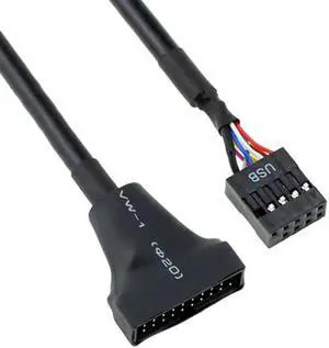 U3-076 USB 2.0 9Pin Motherboard Housing Male to USB 3.0 20pin Header Device Female Cable