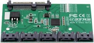 SATA 3.0 6Gbps 1 to 5 Splitter Ports HUB Adapter Converter PM Multiplier Port Selector JMB575 SATA 3.0 6Gbps 1 to 5 Splitter Ports HUB Adapter Converter PM Multiplier Port Selector JMB575