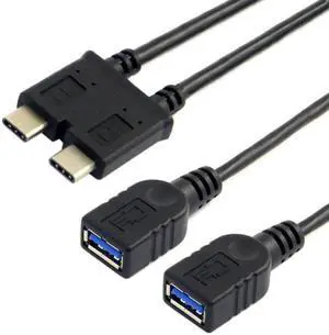 UC-020 Dual Cable USB 3.1 Type-C to 3.0 A Female OTG Data Cable for New 13 inch Macbook Pro