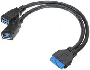U3-042 2 ports USB 3.0 Female to Motherboard 20pin Header cable for front panel 20cm U3-042 2 ports USB 3.0 Female to Motherboard 20pin Header cable for front panel 20cm