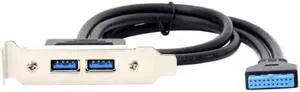 U3-086 Low Profile 80mm Height USB 3.0 Female Back panel to Motherboard 20pin cable with PCI bracket 50cm