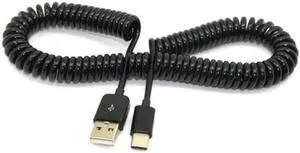 UC-078-BK-3.0M Stretch 3m USB-C 3.1 Type C Male to Standard USB 2.0 A Male Data Cable for Nokia N1 TabletMobile Phone