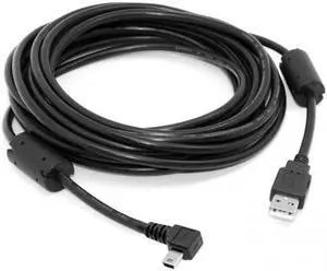 U2-057-RI-5.0M Mini USB B Type 5pin Male Right Angled 90 Degree to USB 2.0 Male Data Cable 5 Meters with EMI Ferrite Core
