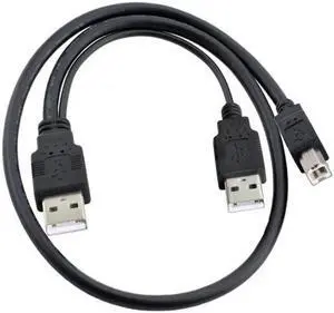 U2-073 Dual USB 2.0 Male to Standard B Male Y Cable 80cm for PrinterScannerExternal Hard Disk Drive