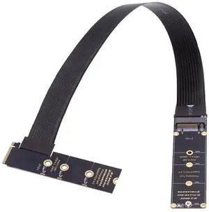 NGFF M-Key NVME Male to Female Extension PCI Express Cable 30cm Right Angled Type 90 Degree PCI-E 4.0 for Mainboard SSD 2230/2242/2260/2280
