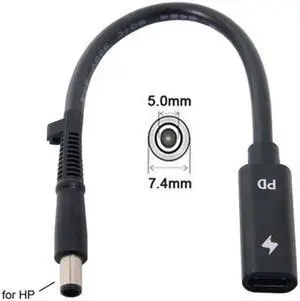 UC-109-7450HP Type C USB-C Female Input to DC 7.4*5.0mm Power PD Charge Cable fit for Laptop 18-20V
