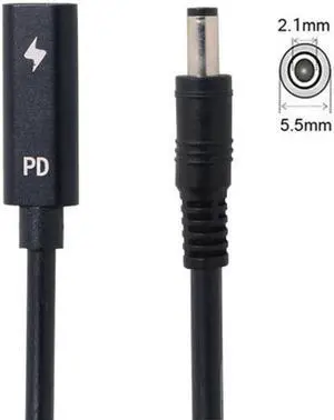 UC-109-5521MM Type C USB-C Female Input to DC 5.5*2.1mm Power PD Charge Cable fit for Laptop 18-20V