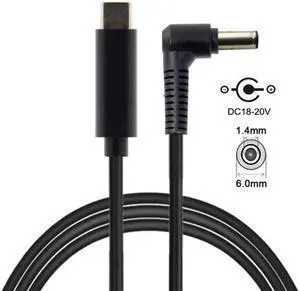 UC-106-6014MM Type C USB-C Input to DC 6.0*1.4mm Power PD Charge Cable for Fujitsu Sony Laptop Notebook