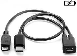 UC-004 Micro USB Female to USB-C Type C USB 3.1Micro USB Male Splitter Extension Charge Cable